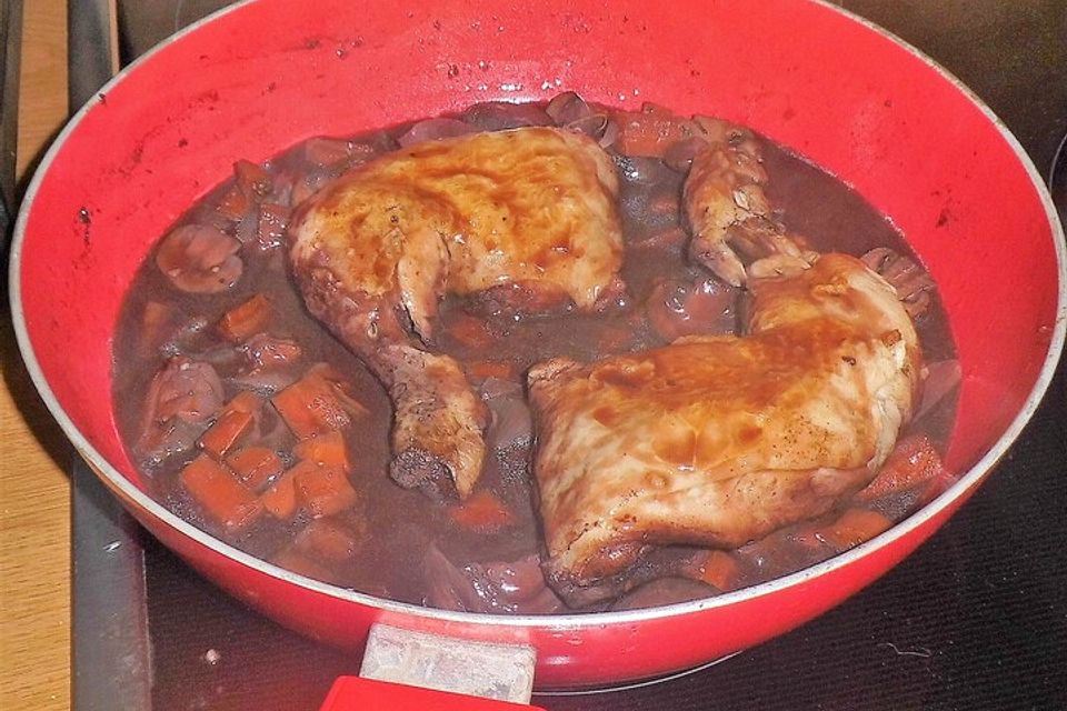 Coq au vin auf rheinhessische Art