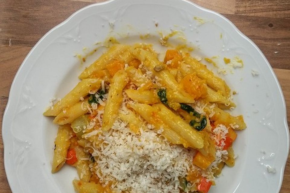 Herbstliche Penne mit Kürbis