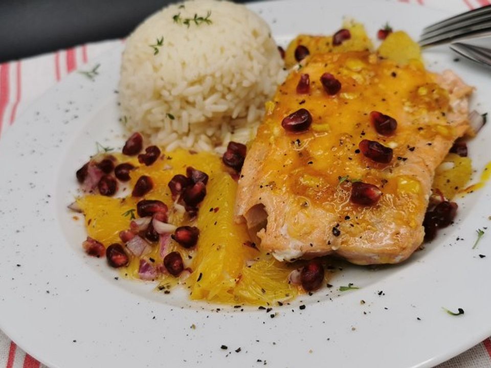Lachs mit Orangen-Granatapfel-Salsa von ars_vivendi | Chefkoch