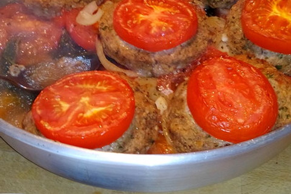 Tofufrikadellen mit Spinat und Tomaten