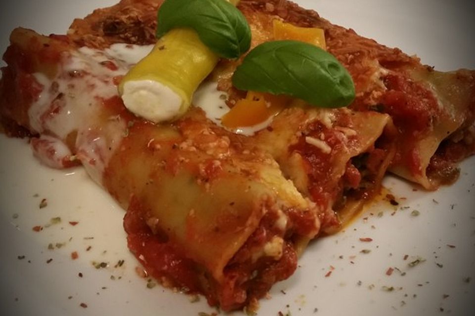 Gefüllte Cannelloni in würziger Tomatensoße