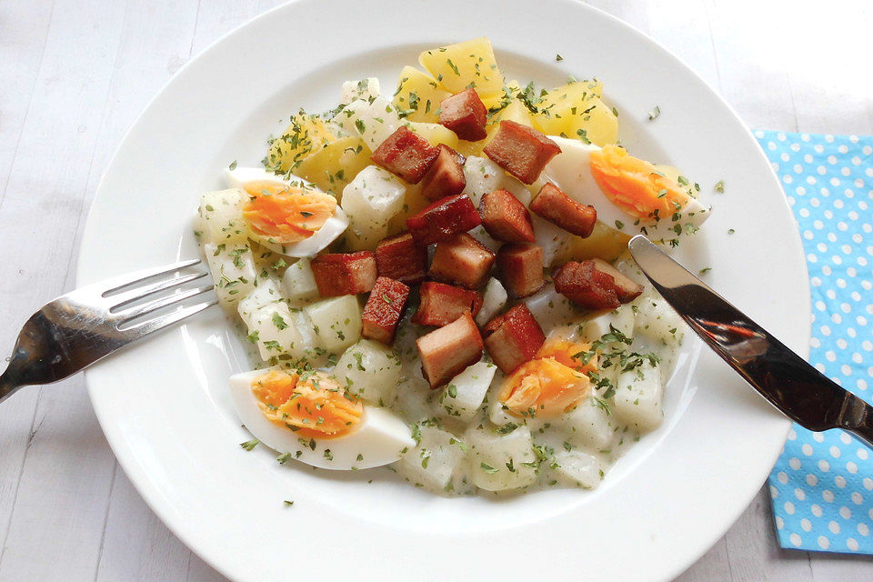 Buntes Kohlrabi - Eier Ragout