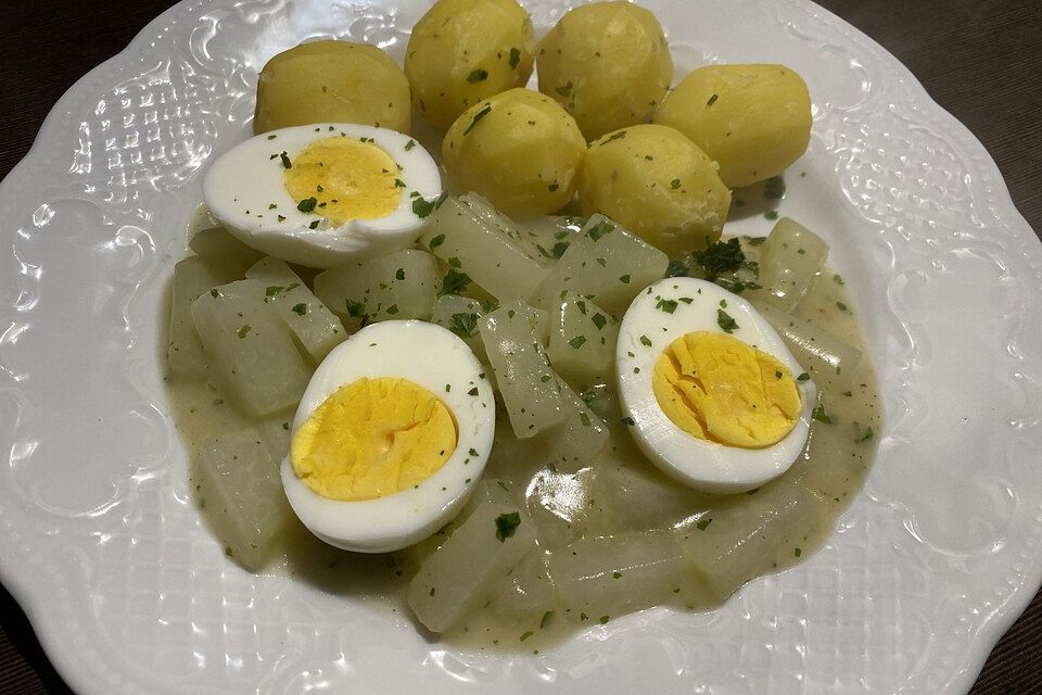 Buntes Kohlrabi - Eier Ragout