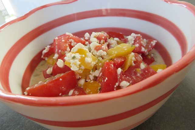 Paprika-Tomaten-Salat mit körnigem Frischkäsedressing von patty89| Chefkoch