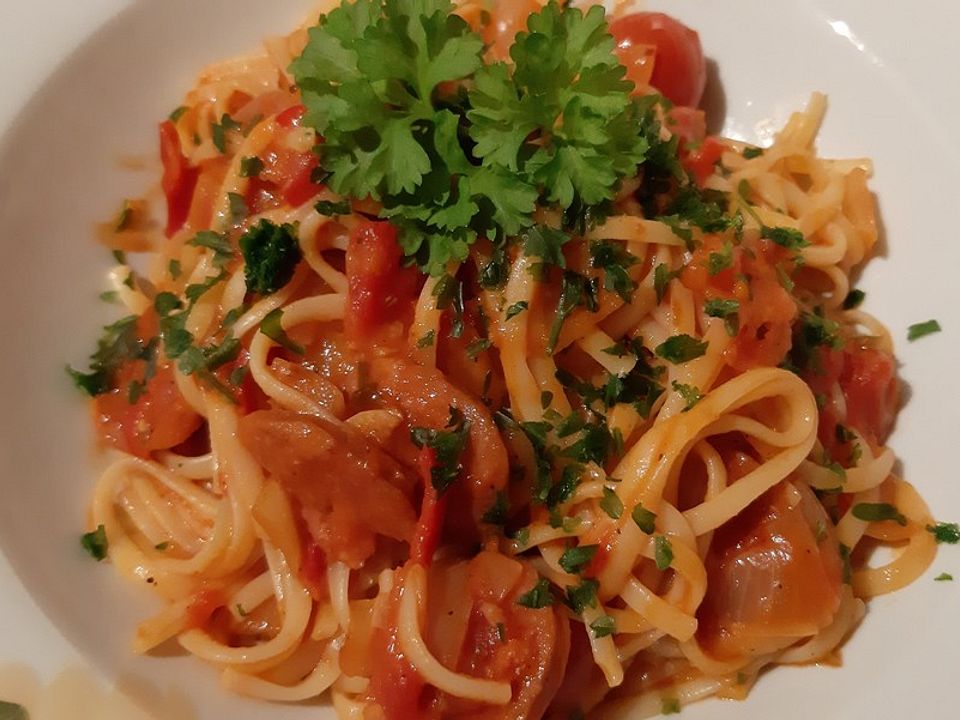 Linguine In Chorizo Sauce Von Morecomp Chefkoch