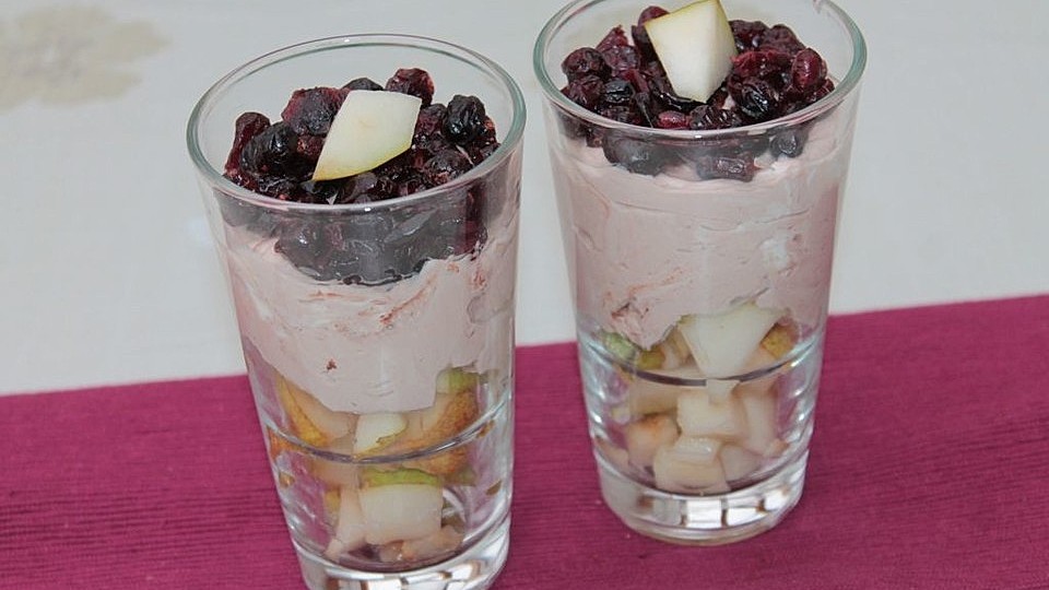 Schoko Birnen Schichtdessert Mit Cranberries Von Patty Chefkoch