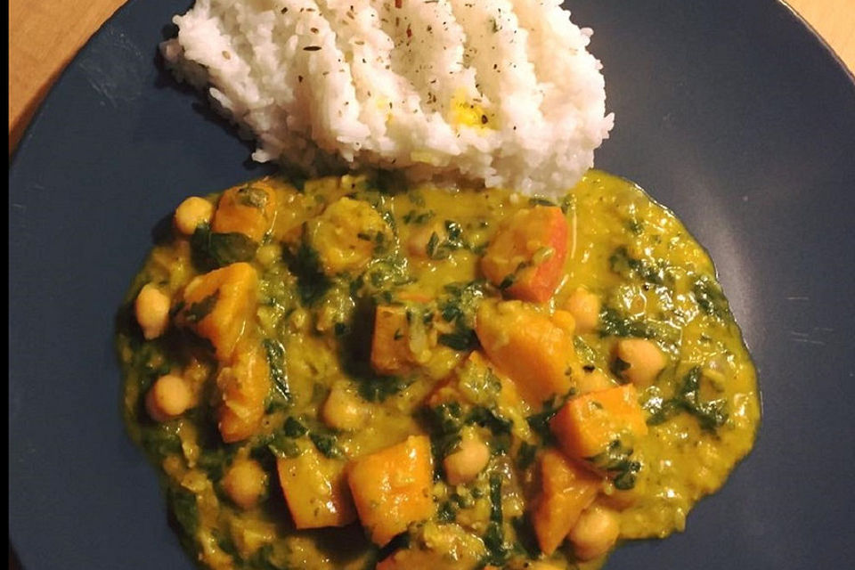 Kürbis-Kichererbsen Curry