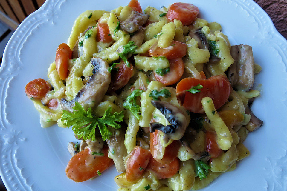 Spätzle mit Champignon-Rahm-Sauce