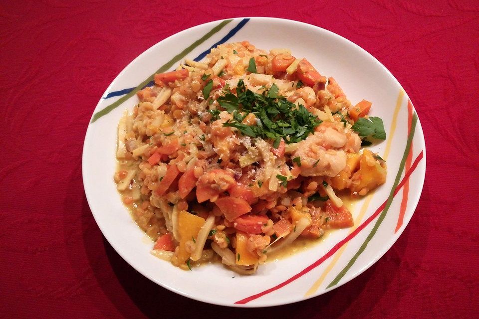 Linsencurry mit Mango und Kokos