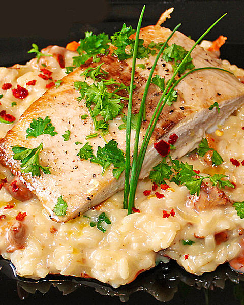 Lammkoteletts mit Graupen-Risotto und Pfifferlingen von bushcook Lammkoteletts mit Graupen-Risotto und Pfifferlingen von bushcook