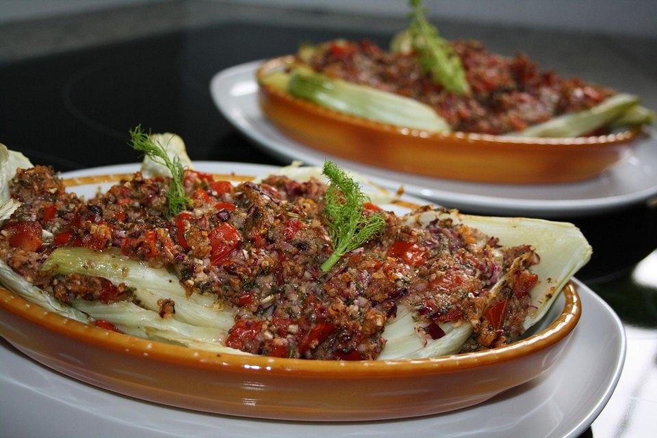 Fenchelgemüse mit Tomaten-Knoblauch-Kruste