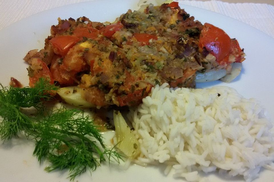 Fenchelgemüse mit Tomaten-Knoblauch-Kruste