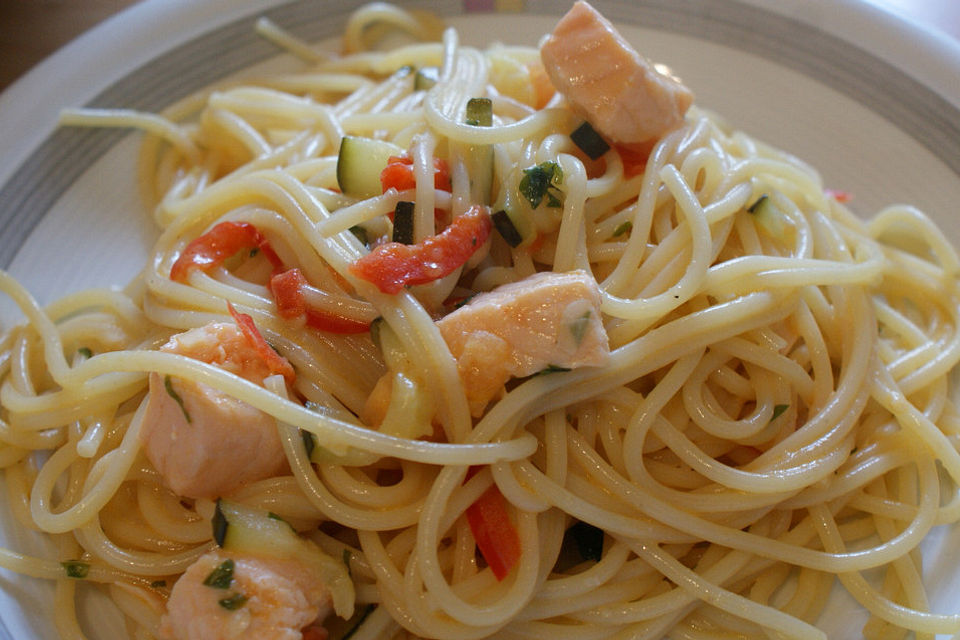 Spaghetti mit Lachs