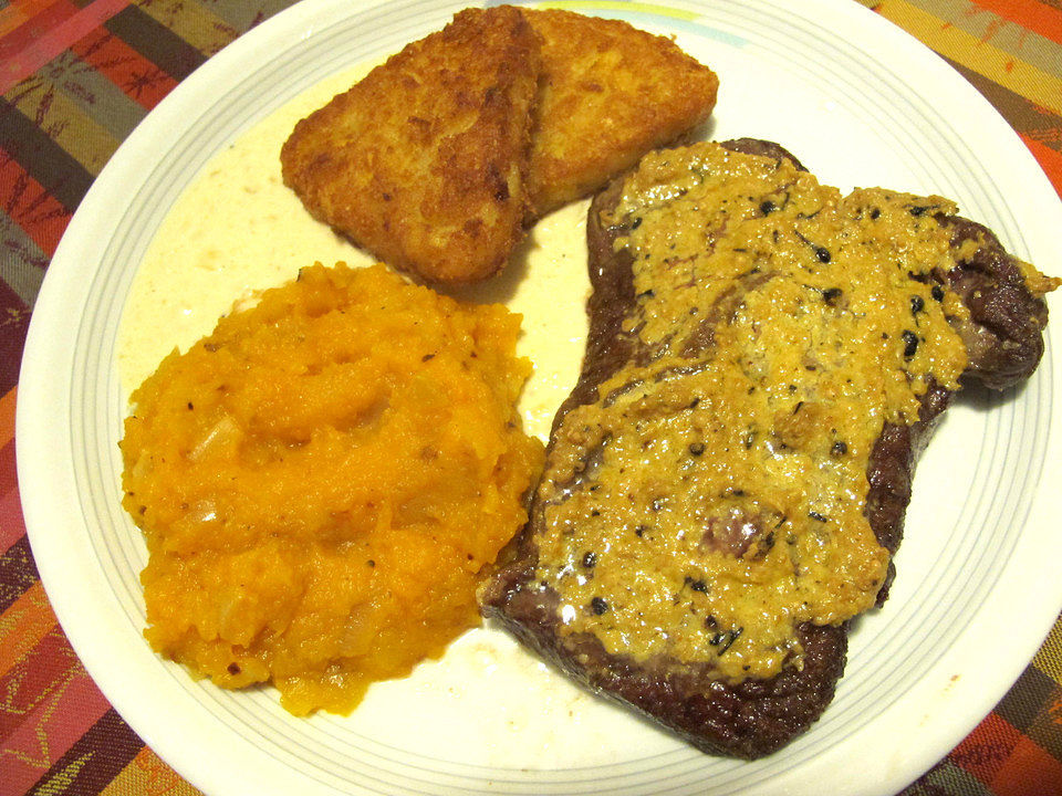 Senfsteak mit Kürbispüree von Monika| Chefkoch