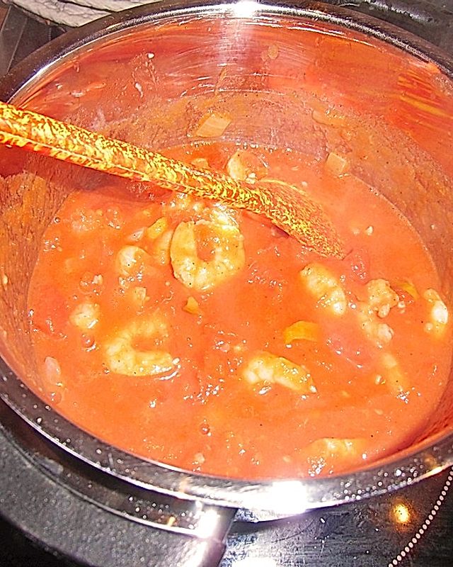 Tomaten - Knoblauch - Garnelen Sauce
