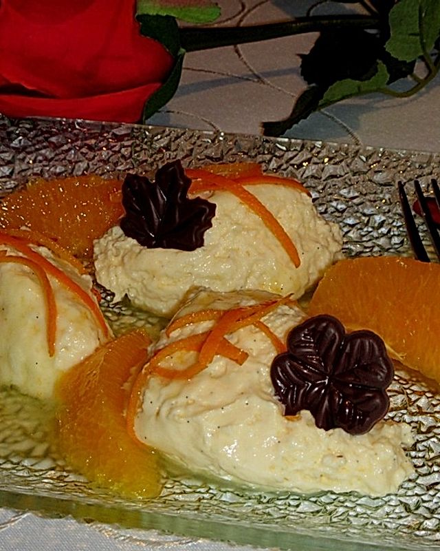 Quarkmousse mit karamellisierten Orangenfilets