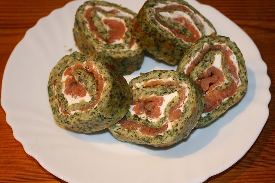 Spinat-Lachs-Röllchen