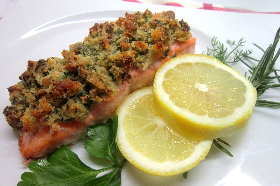 Lachs mit Kräuterkruste aus dem Ofen