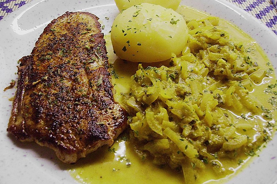 Kotelett mit Curry - Zwiebeln