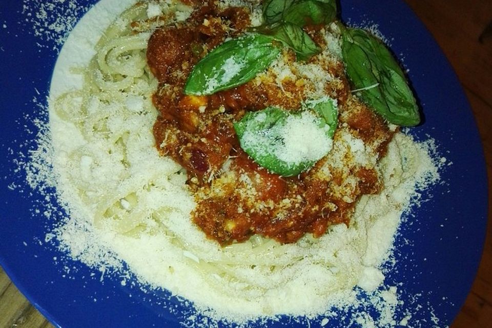 Spaghetti mit Garnelen in Knoblauch-Dill-Tomatensauce