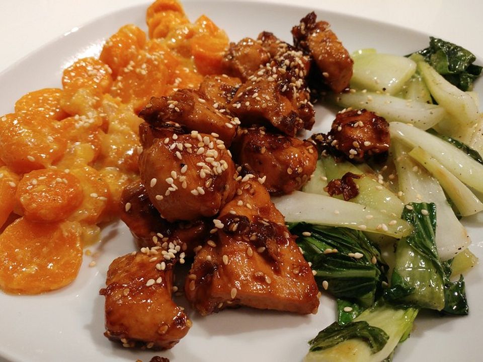 Gebratenes Hähnchen mit Sesam, Honig und Pak Choi von dodith| Chefkoch