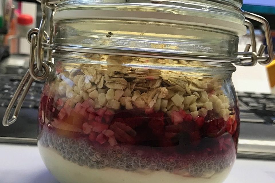 Fitness Chia-Beeren-Pudding mit Avocadomus