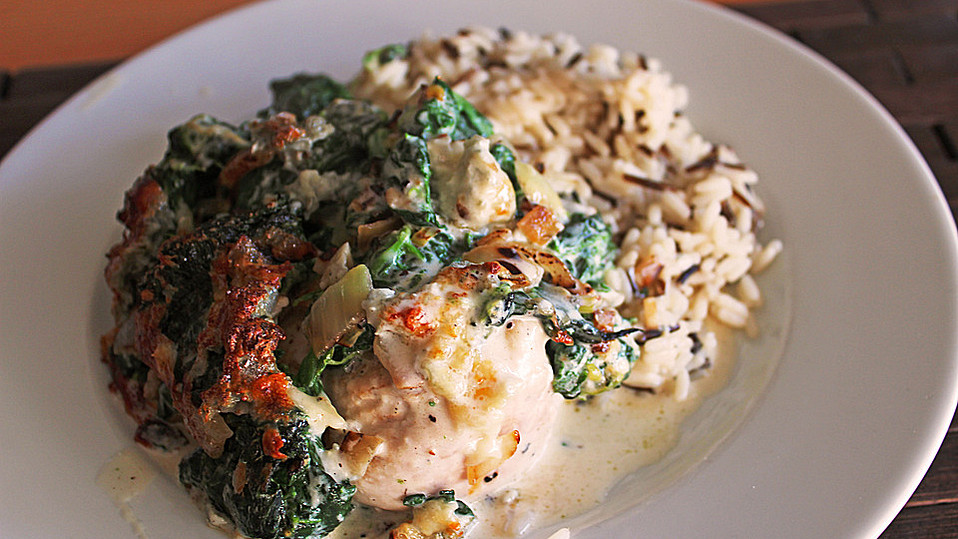 Hähnchenbrustfilet mit Spinat und Gorgonzola überbacken von Rantanplan