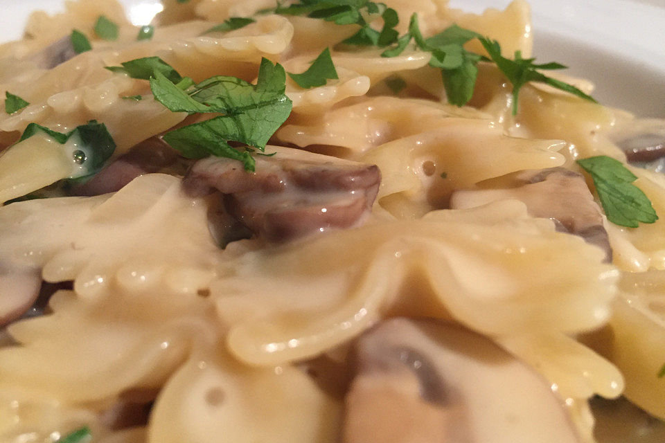 Farfalle in Champignons-Steinpilz-Sahnesoße