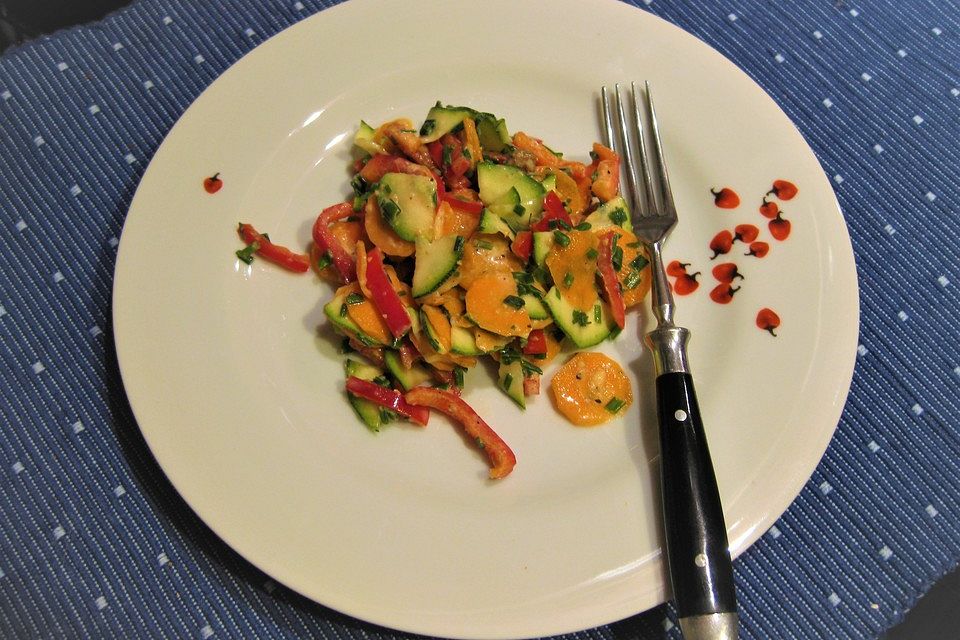 Frischer Zucchini-Möhren-Paprika-Salat