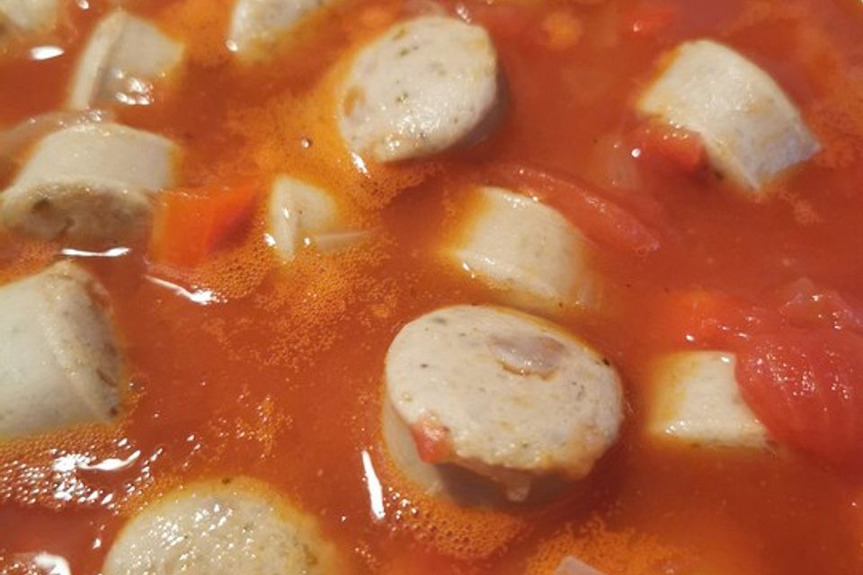 Low carb Currywurst-Suppe