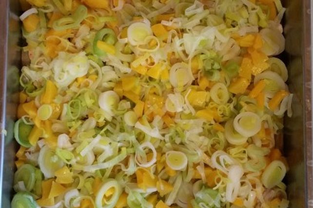 Pfirsich-Curry-Hähnchen-Auflauf von Cookinganna1 | Chefkoch