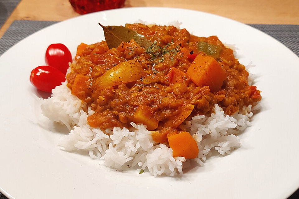 Süßkartoffel-Linsen-Curry