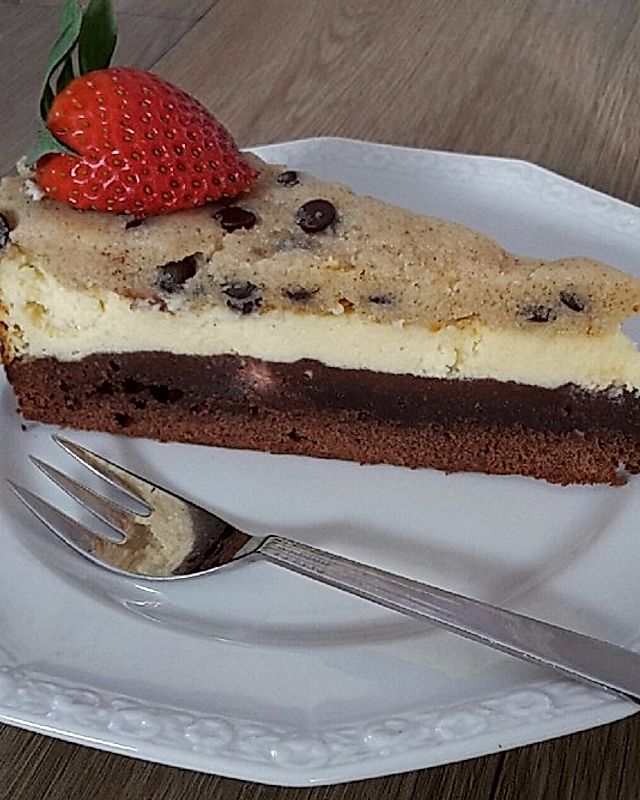 Cream Cheese Brownie-Kuchen mit Cookie Dough Topping