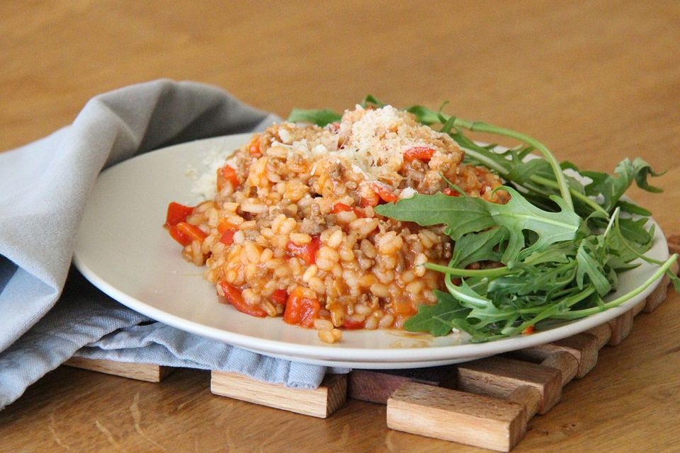 Hack-Risotto in Rot