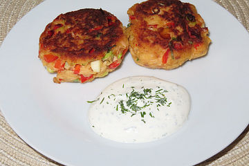Lachs-Frikadellen mit Dip