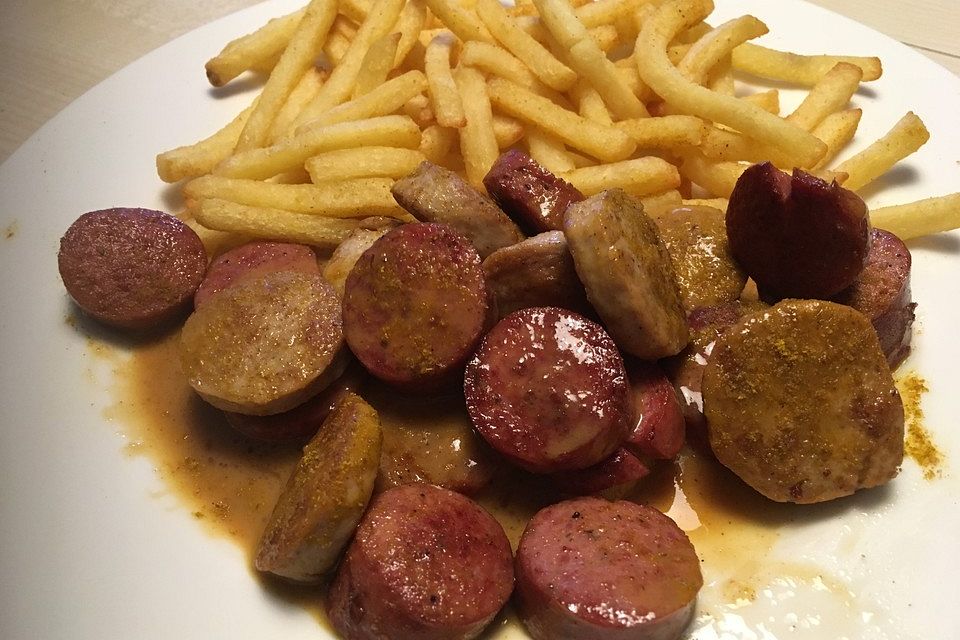 Bayrisches Currywurst-Duo mit Weißbier-Curry-Ketchup-Soße