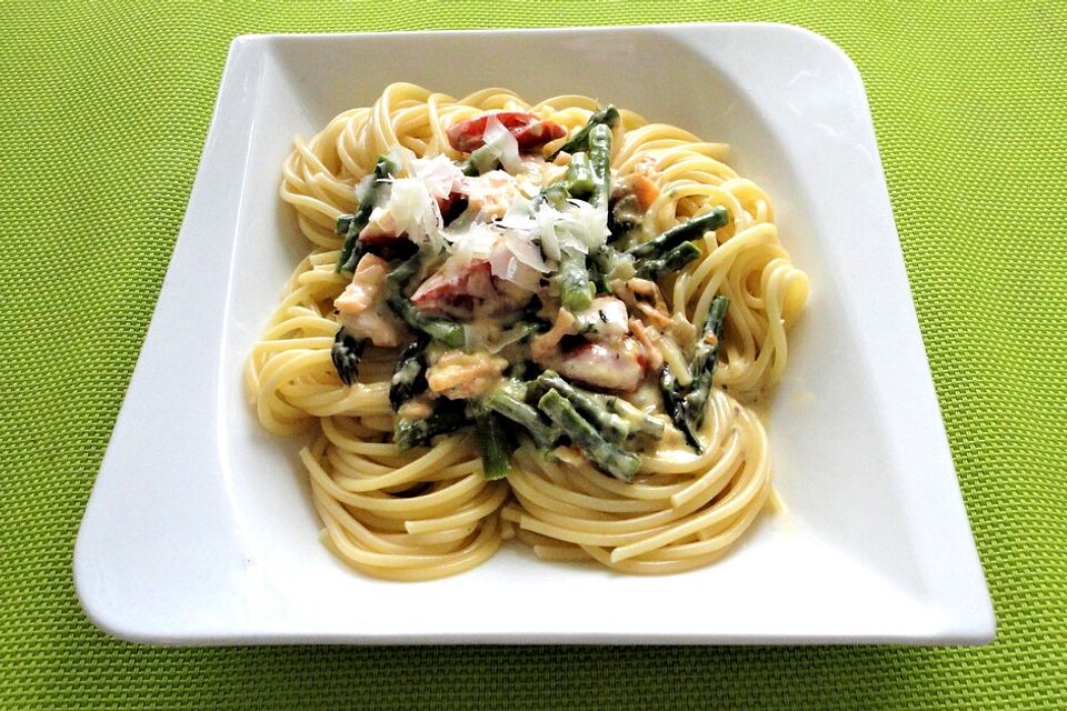 Pasta mit grünem Spargel