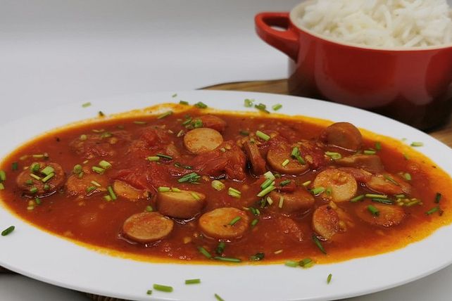 Wurstgulasch mit passierten Tomaten, Paprika und Gewürzen von Ole ...