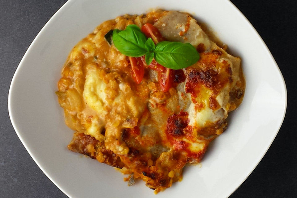 Gesunde Lasagne mit veganer Bechamelsoße