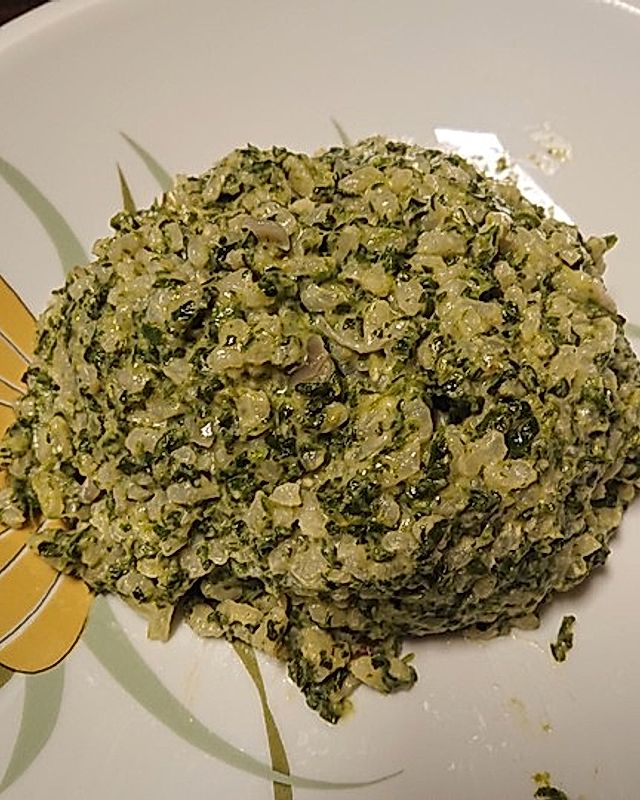 Spinatrisotto mit Gorgonzola und Hähnchenbrust