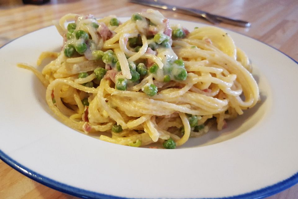 Spaghetti in Schinken-Sahne-Soße