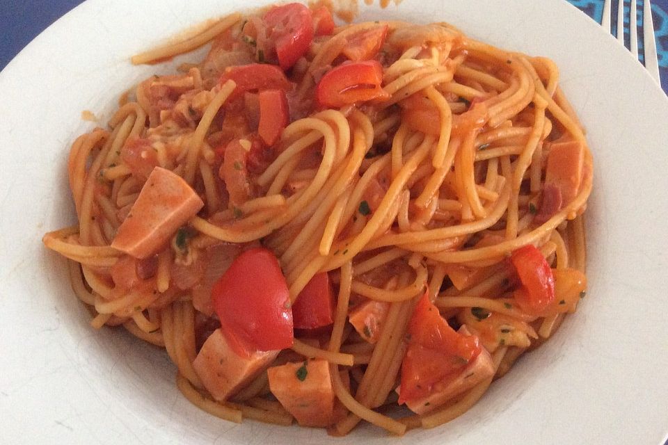 Spaghetti in Schinken-Sahne-Soße