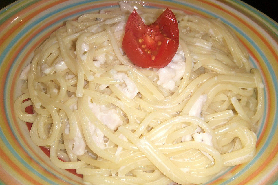 Spaghetti in Schinken-Sahne-Soße