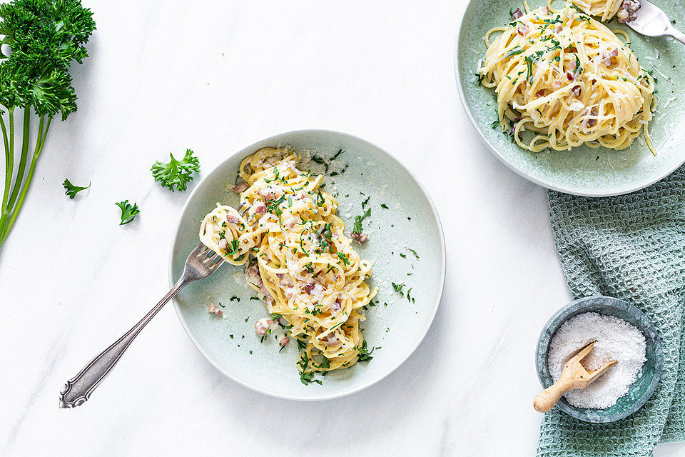 Spaghetti in Schinken-Sahne-Soße