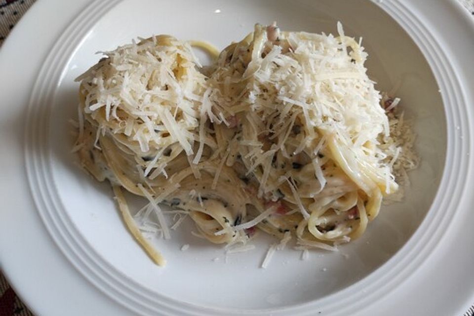 Spaghetti in Schinken-Sahne-Soße