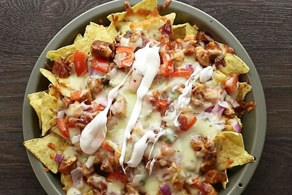 BBQ-Hühnchen-Nachos