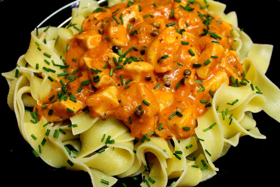 Hähnchenragout mit grünem Pfeffer à la Gabi