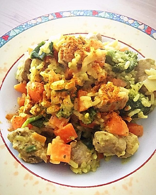 Schweinefilet-Gemüse-Curry mit Reis