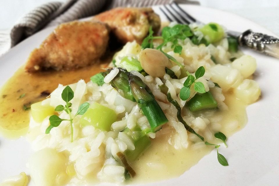 Risotto mit zweierlei Spargel