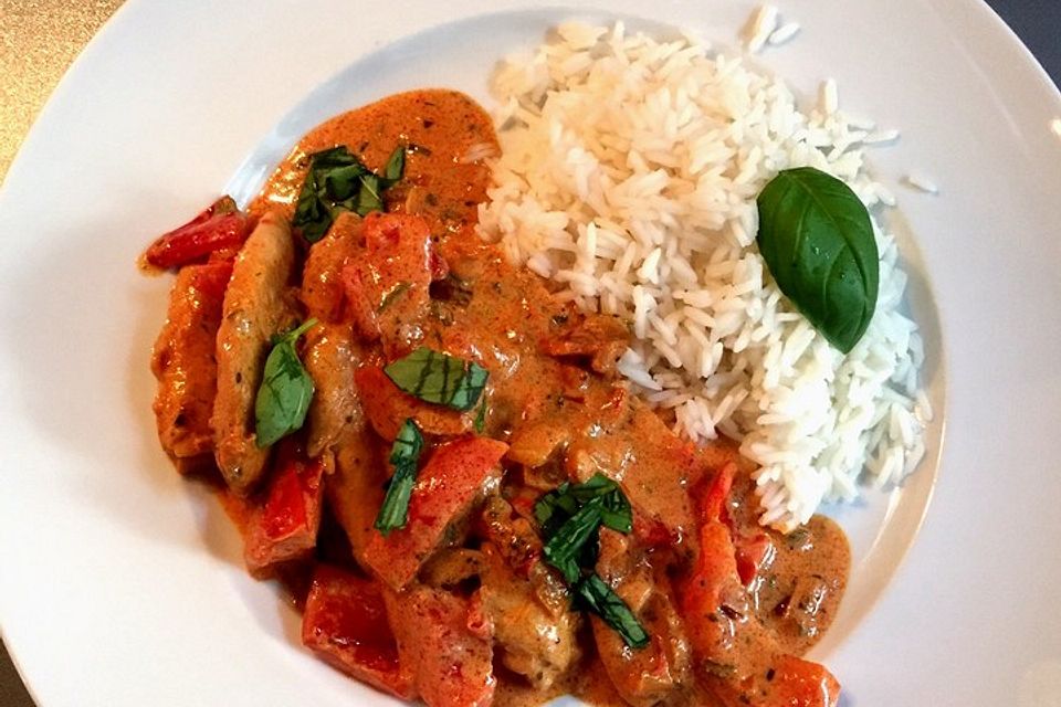 Paprika-Hähnchenbrust mit getrockneten Tomaten